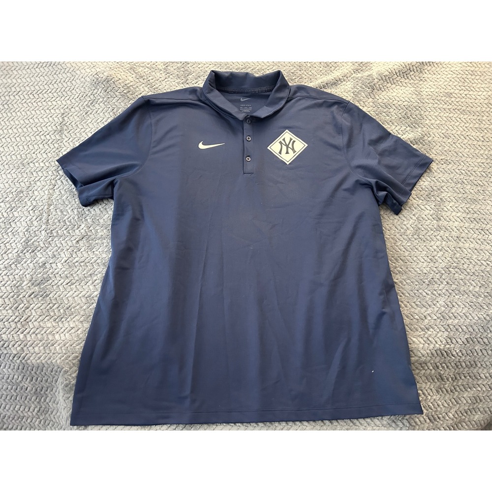 Nike New York Yankees Dri-FIT Polo Shirt‎ Mens XXL Navy Blue Short Sleeve MLB